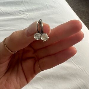 Sterling silver hanging earrings, simple and classic, with white crystals